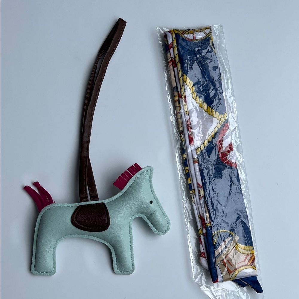 Mint Green Horse Bag Charm with Scarf